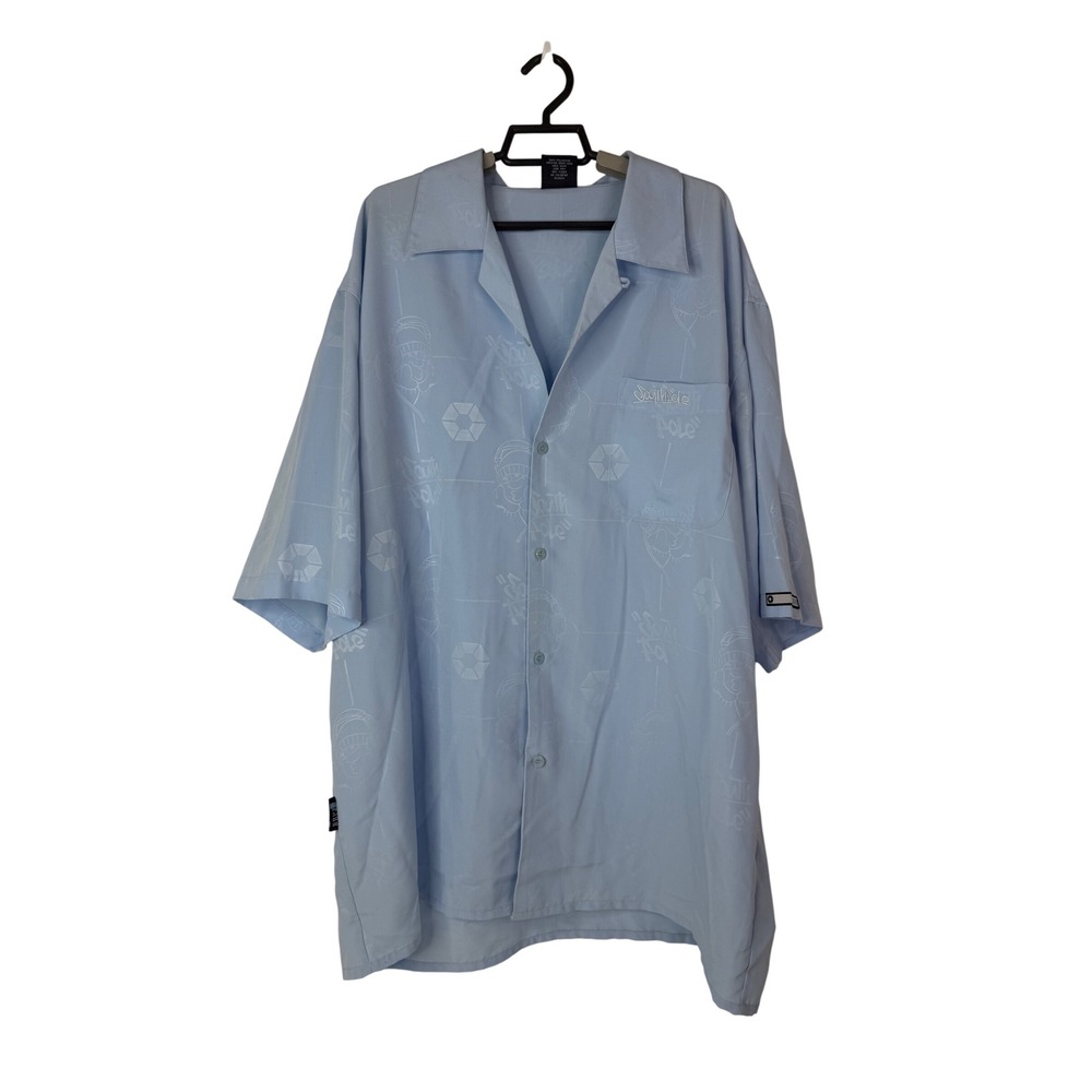Southpole Button Up Shirt Men's XL Streetwear Graphic Embossed Light Blue